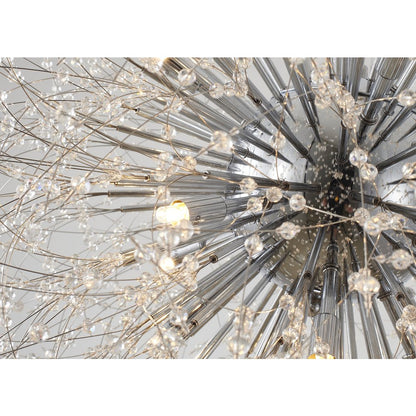 16-Light Chrome Stainless Steel Chandelier With Clear Crystal Accents