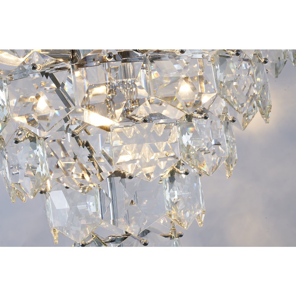 15-Light Chrome Chandelier With Clear Crystals