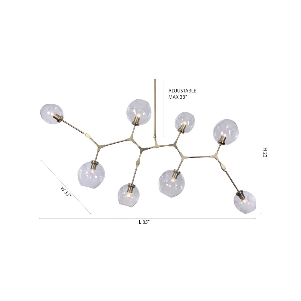8-Light Satin Nickel Chandelier With Clear Glass Shades