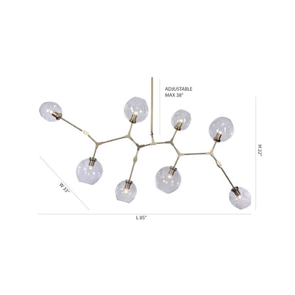 8-Light Satin Nickel Chandelier With Clear Glass Shades