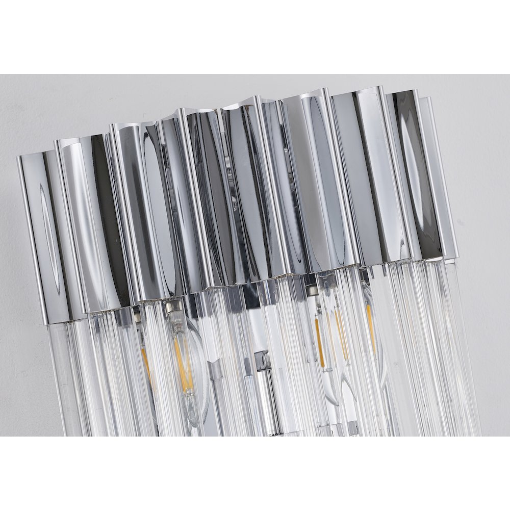 3-Light Chrome Wall Sconce With Clear Hanging Crystals
