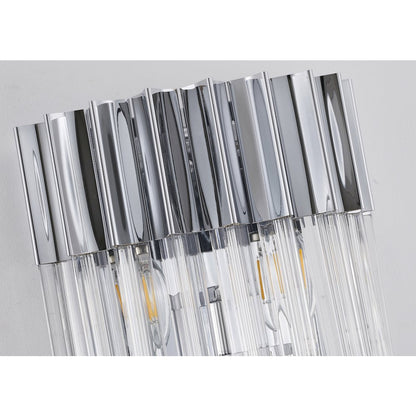 3-Light Chrome Wall Sconce With Clear Hanging Crystals