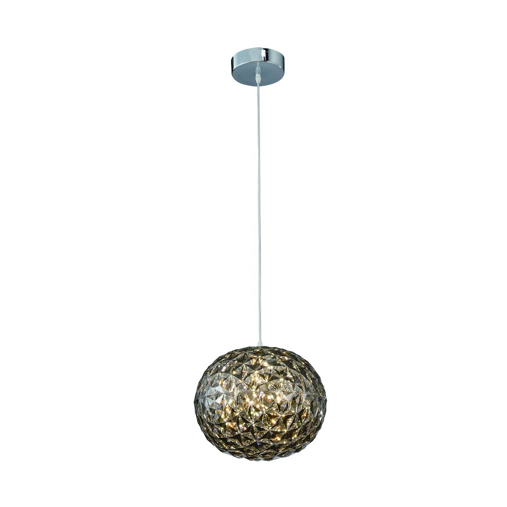 1-Light Chrome Dimmable LED Pendant With A Smoke Acrylic Shade