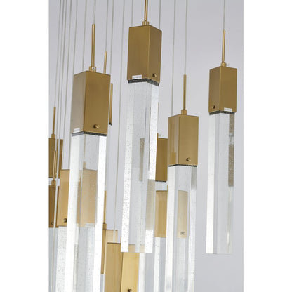 41-Light Gold Chandelier With Clear Block Bubble Crystals