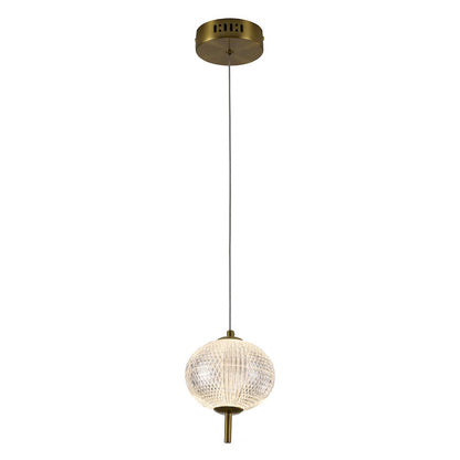 1-Light Brass Dimmable LED Single Pendant With A Clear PC Shade