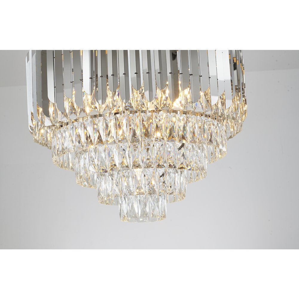 11-Light Chrome Stainless Steel Chandelier With Clear Crystals