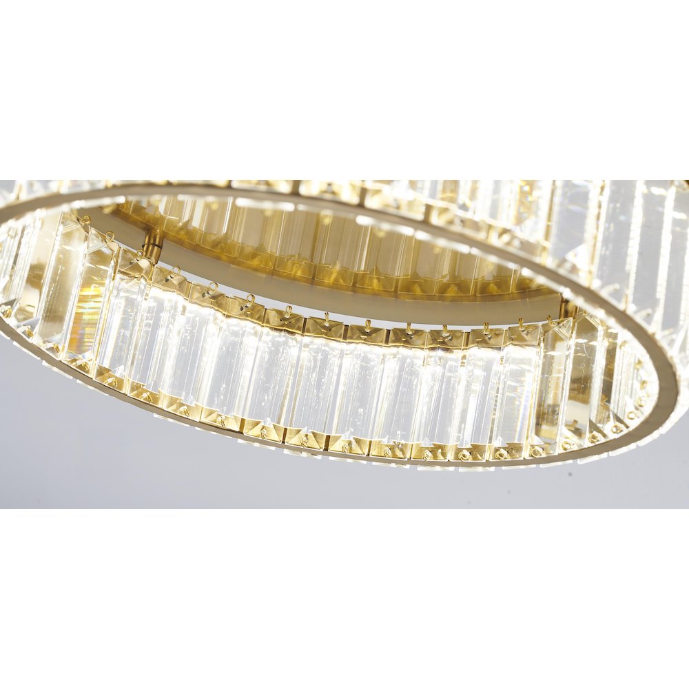 1-Light Brass Dimmable LED Flush Mount With Clear Crystals