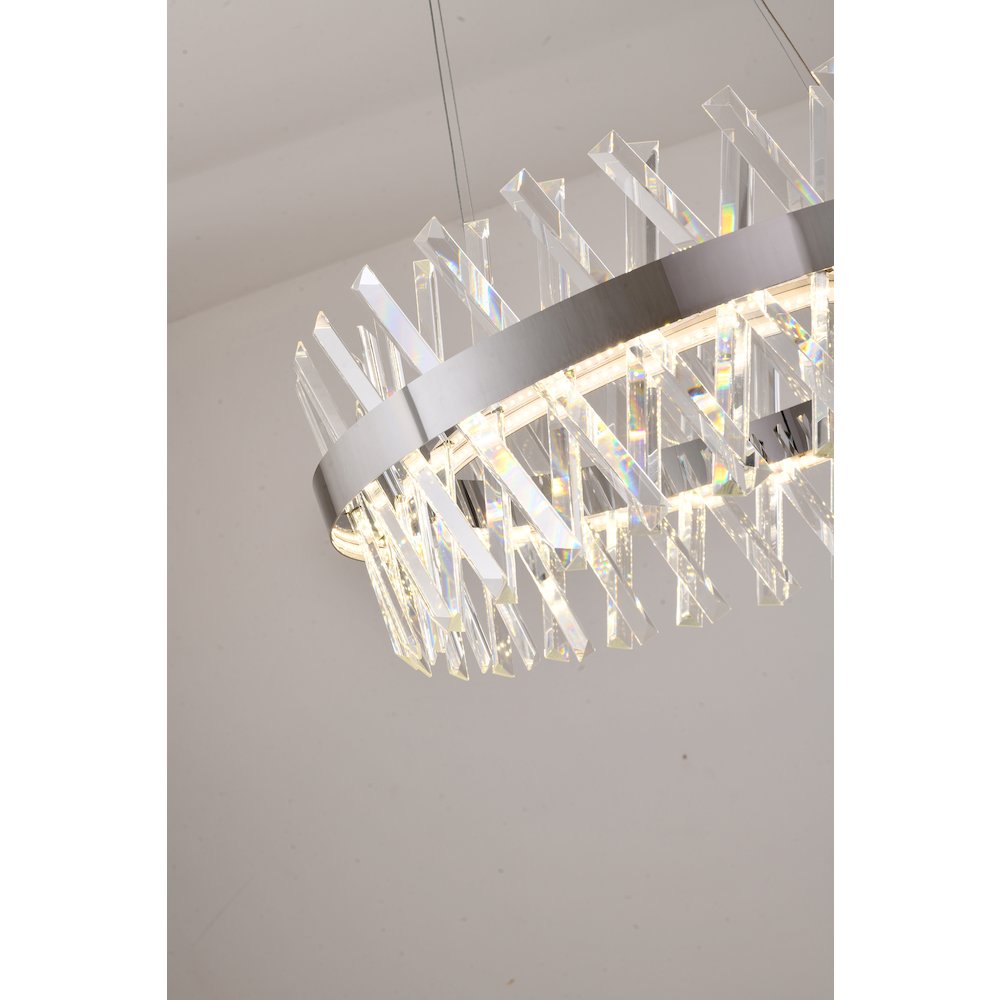1-Light Chrome dimmable LED chandelier With Clear Crystal Accents