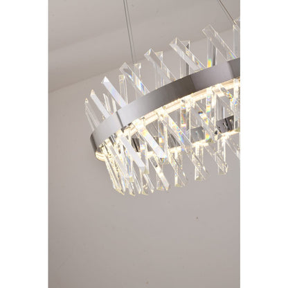 1-Light Chrome dimmable LED chandelier With Clear Crystal Accents