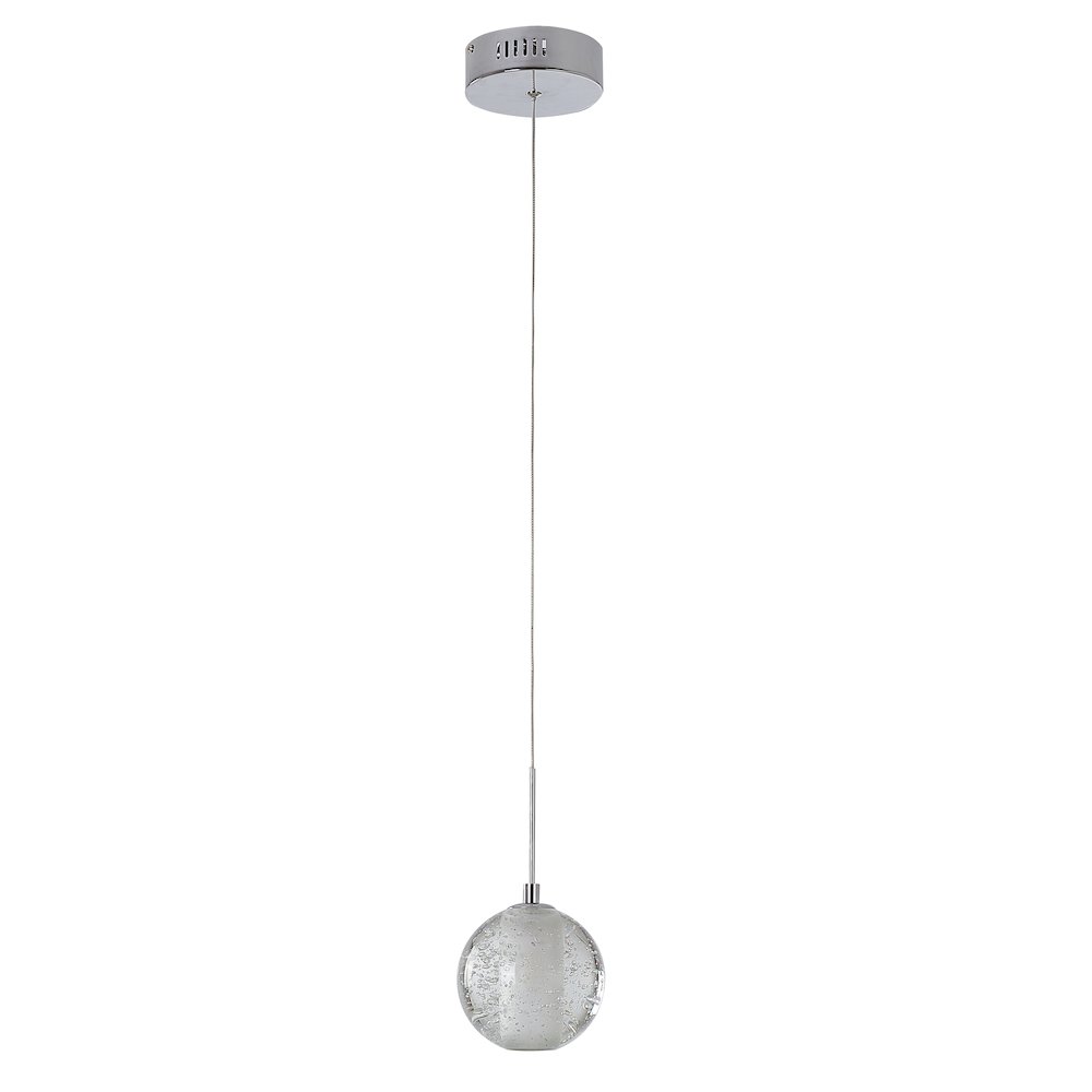 1-Light Chrome Single Pendant With A Clear Bubble Shade