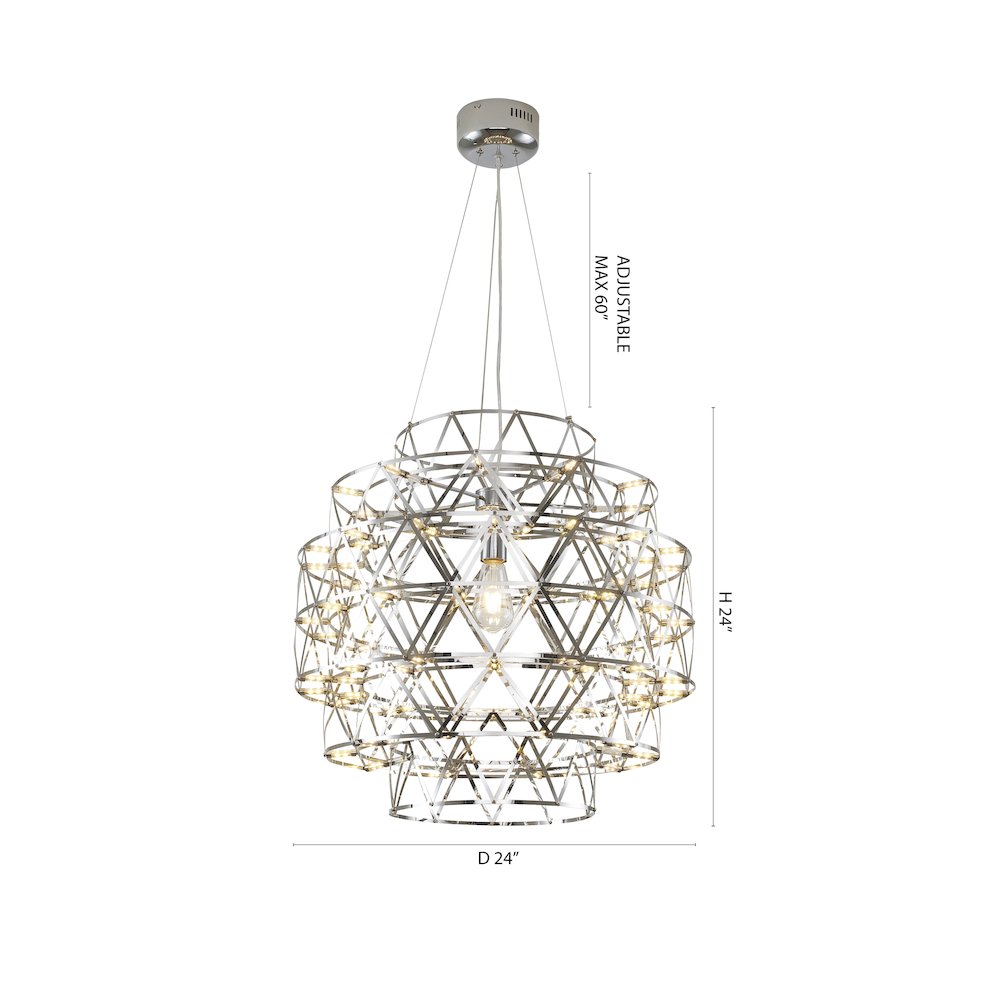 85-Light Dimmable Chrome Stainless Steel LED Chandelier in a 5-Tier Design