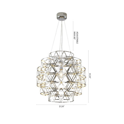 85-Light Dimmable Chrome Stainless Steel LED Chandelier in a 5-Tier Design