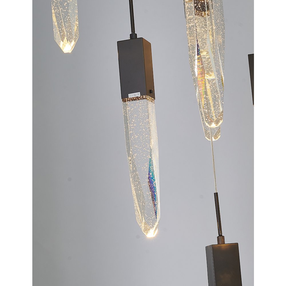 25-Light Matte Black Chandelier With A Clear iceberg bubble Crystal
