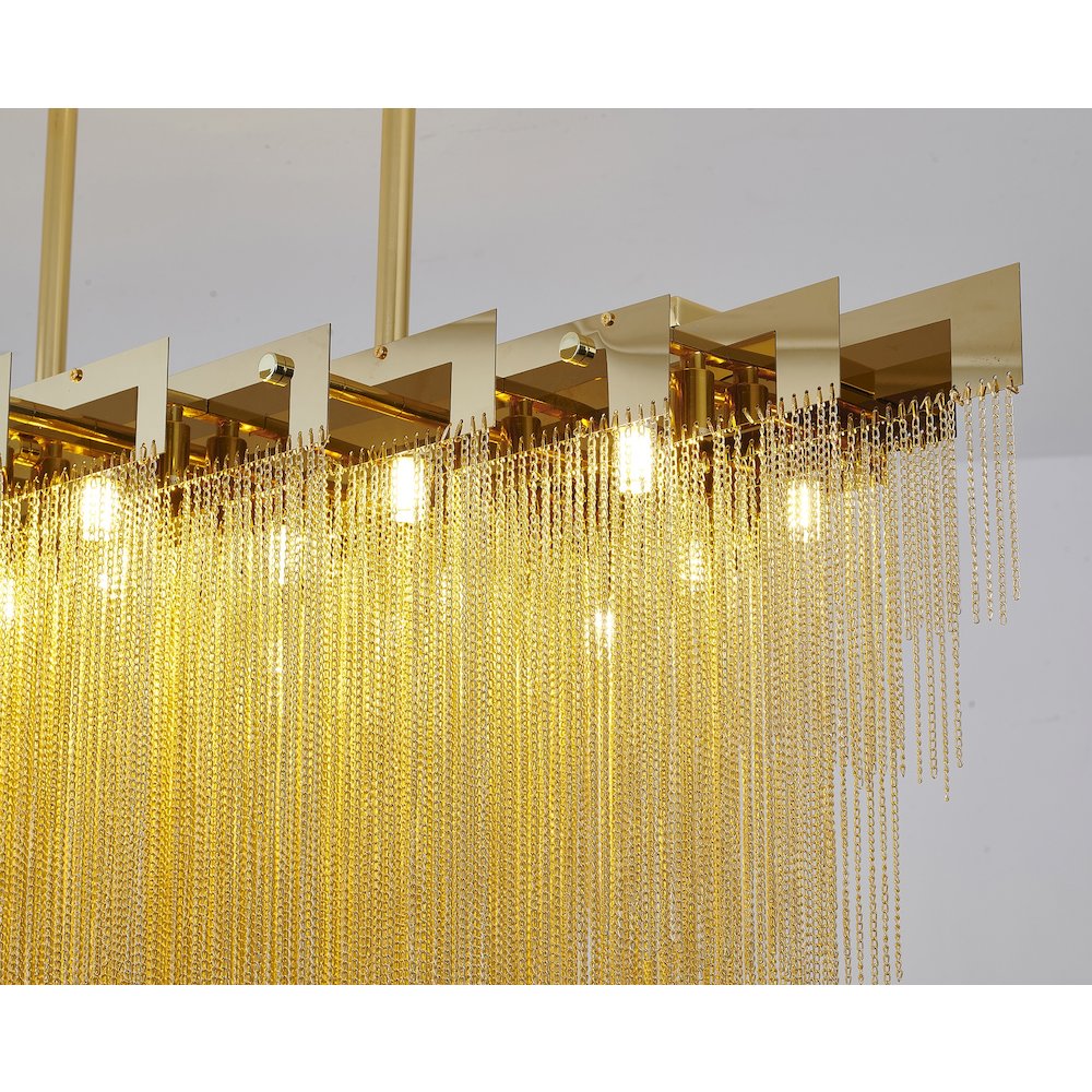 24-Light Gold Chandelier With Hanging Aluminum Chains