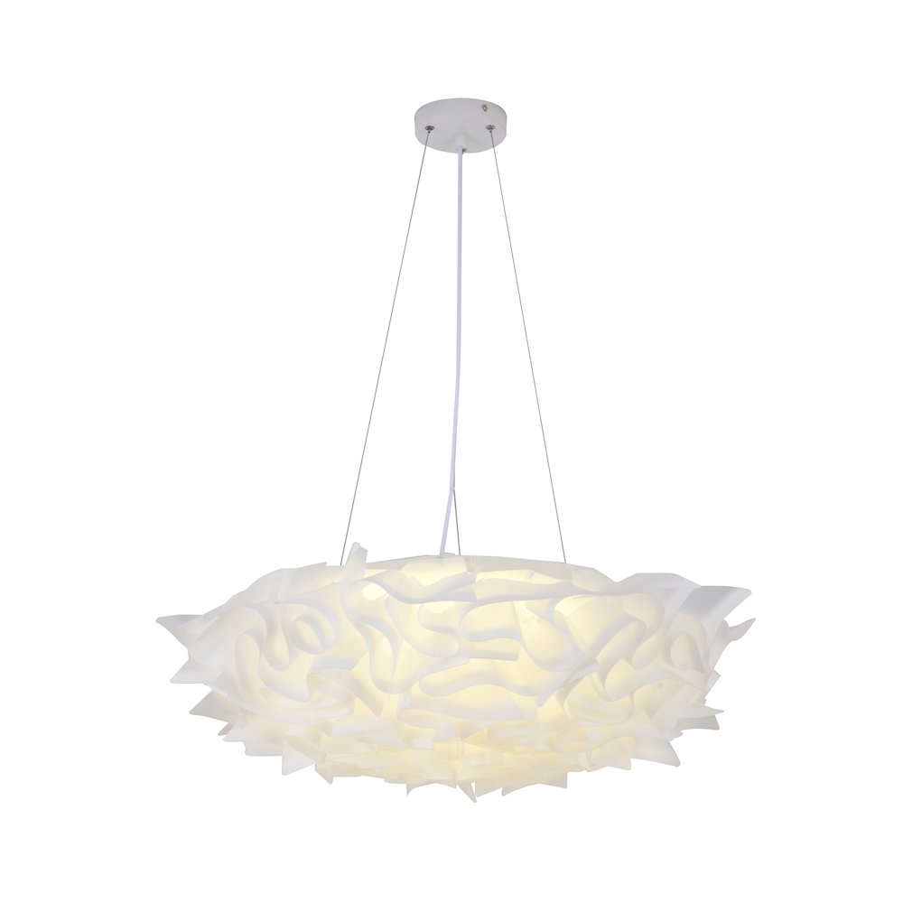 1-Light White Acrylic LED Chandelier With White hardware
