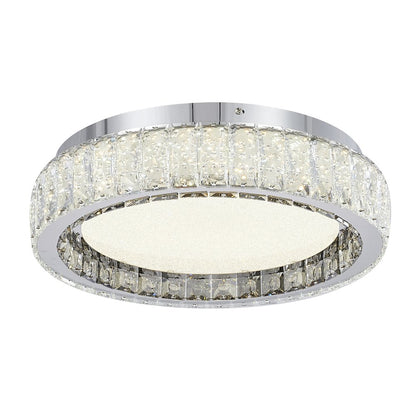1-Light Chrome Stainless Steel LED Flush Mount With Clear Crystals