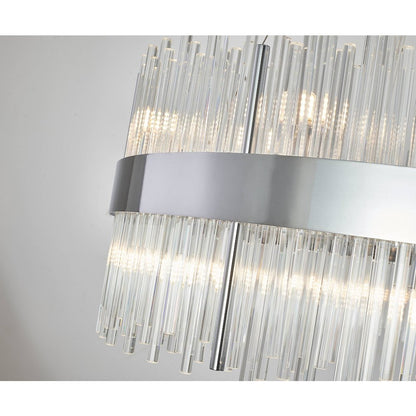 18-Light Chrome Stainless Steel Chandelier With Clear Glass Rods