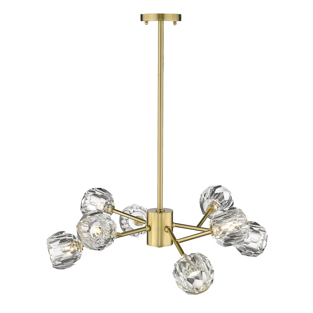 8-Light Gold Chandelier With Clear Crystal Shades