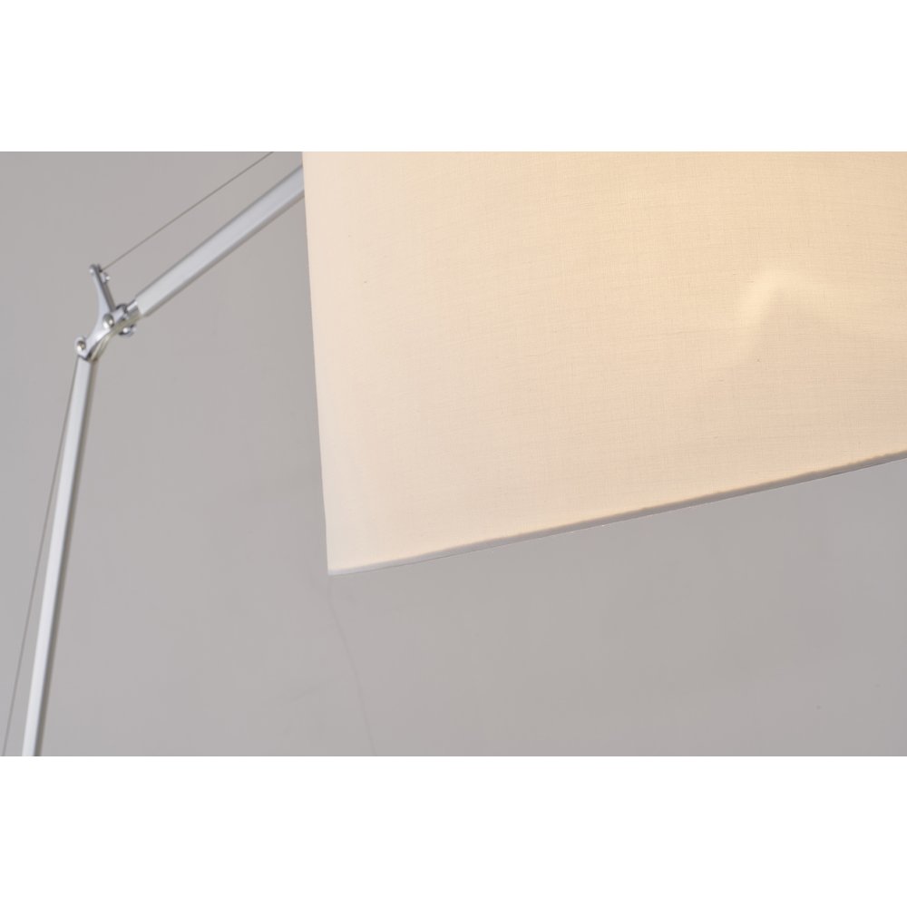 1-Light Chrome Floor Lamp With A White Linen Drum