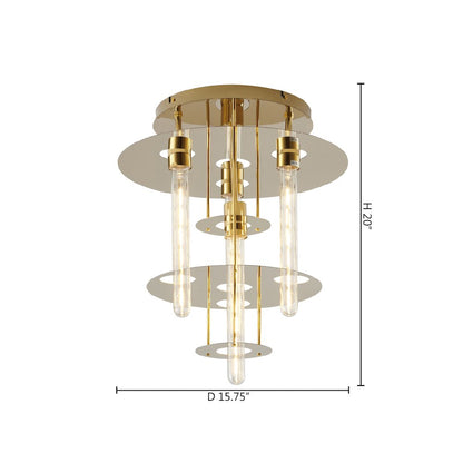 5-Light Gold Flush Mount With 4 Tier Halo