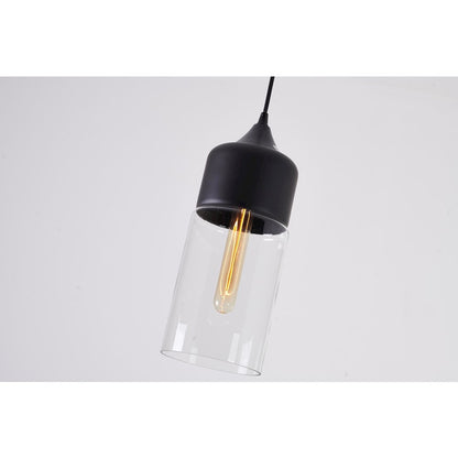 1-Light Matte Black Single Pendant With A Clear Glass Shade