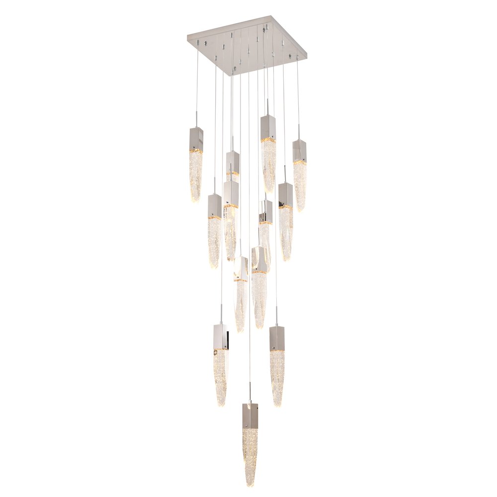 13-Light Chrome Chandelier With A Clear iceberg bubble Crystal