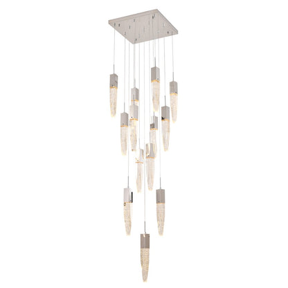 13-Light Chrome Chandelier With A Clear iceberg bubble Crystal