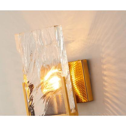 1-Light Gold Stainless Steel Wall Sconce With A Clear Crystal Plaque
