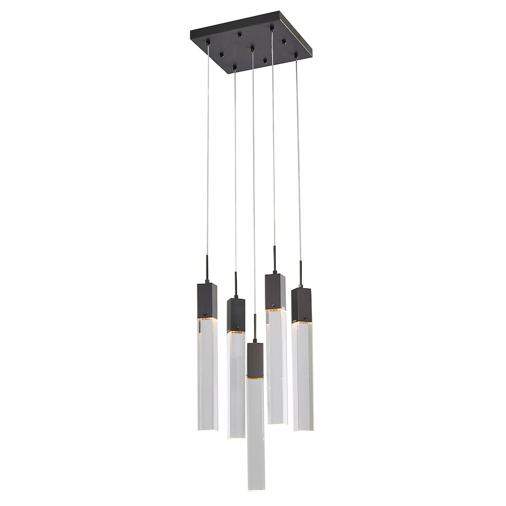 5-Light Matte Black Chandelier With A Clear Crystal