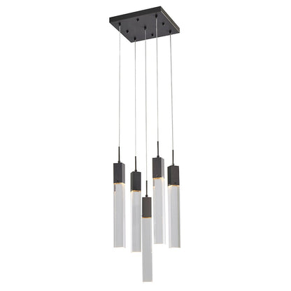 5-Light Matte Black Chandelier With A Clear Crystal