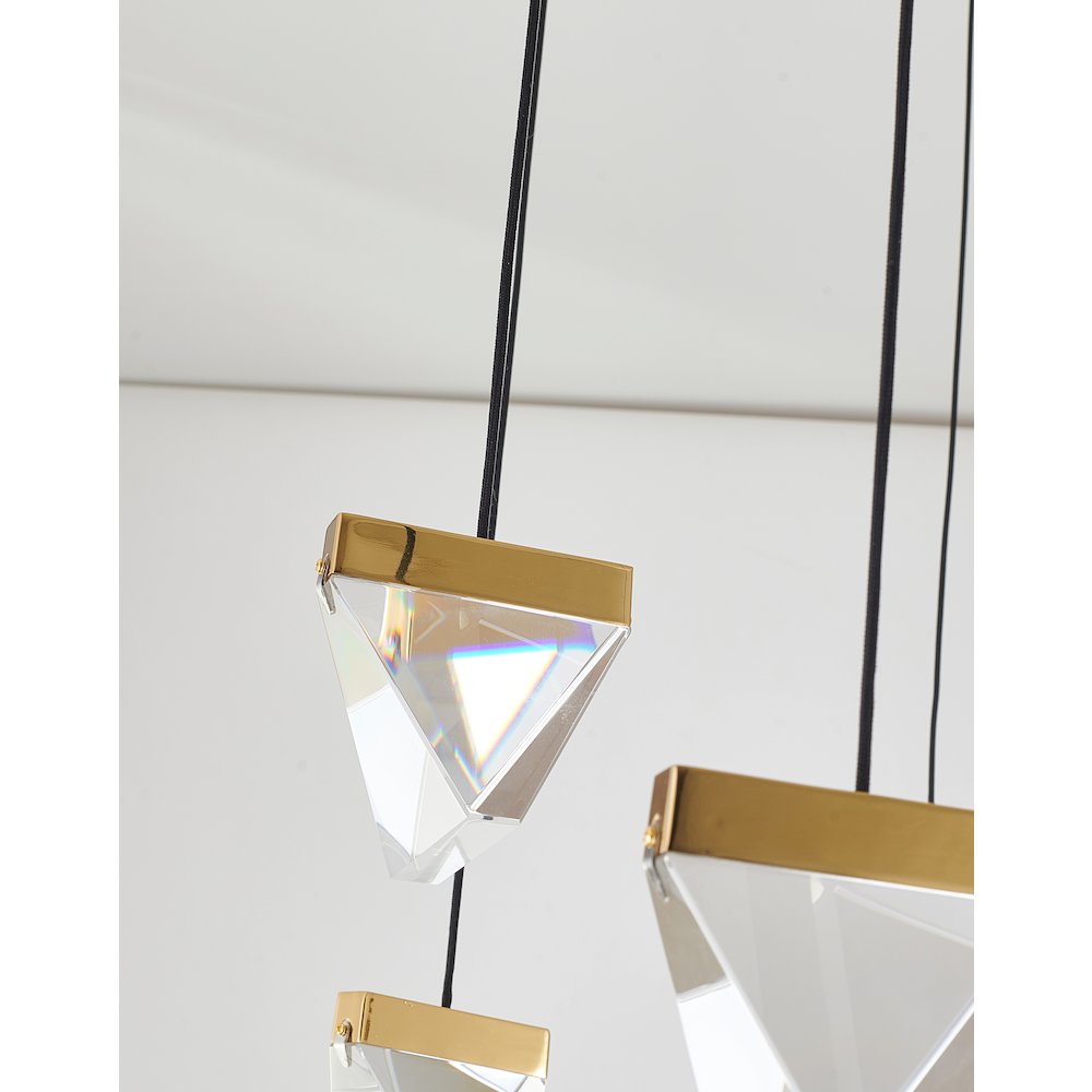 9-Light Black And Gold Metal LED Chandelier With Clear Crystals