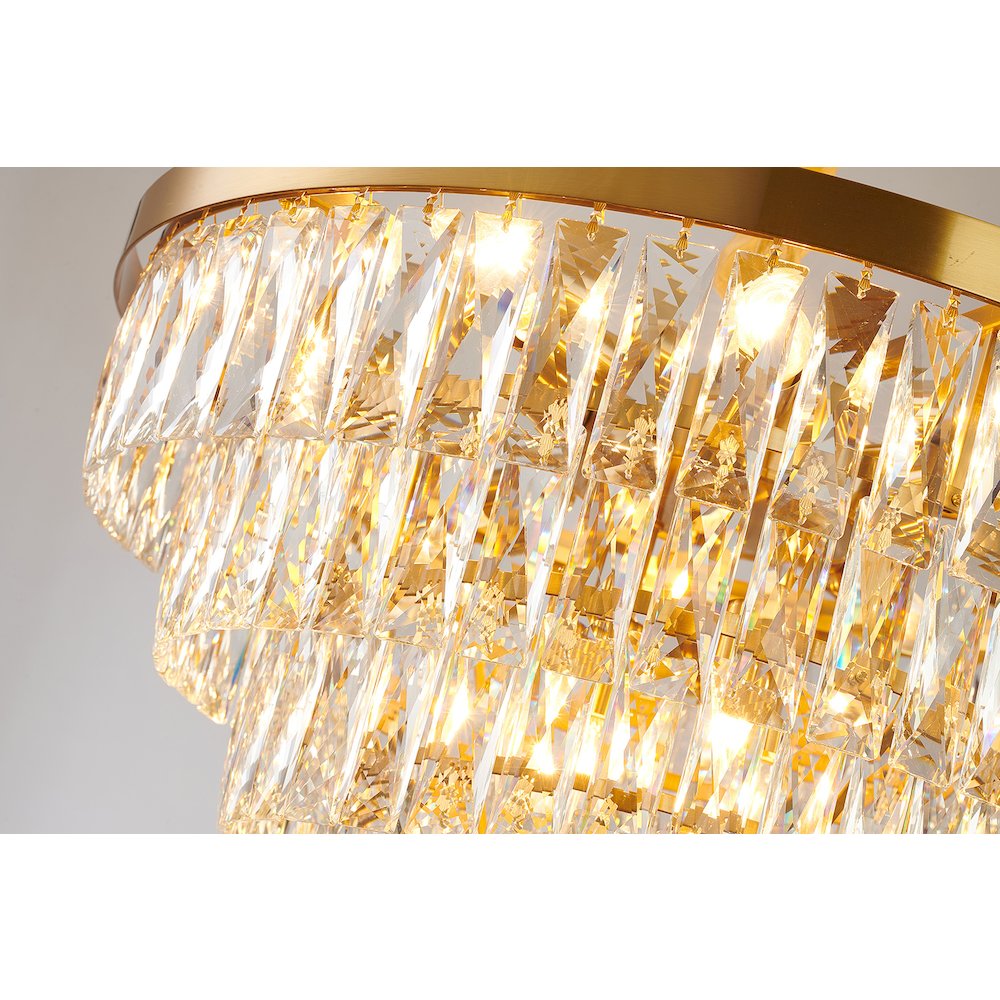 12-Light Gold Metal Chandelier With Clear Crystals
