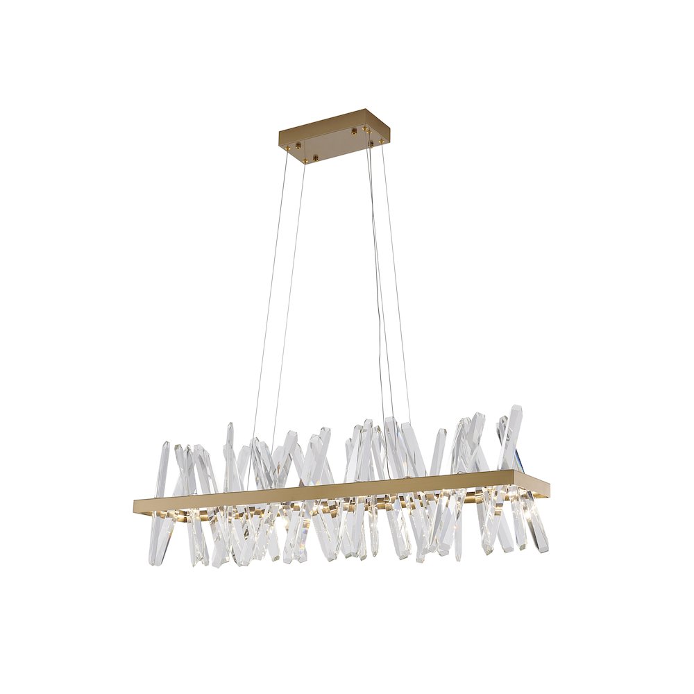 4-Light Gold LED Chandelier With Clear Crystal Accents