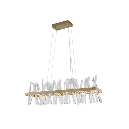 4-Light Gold LED Chandelier With Clear Crystal Accents