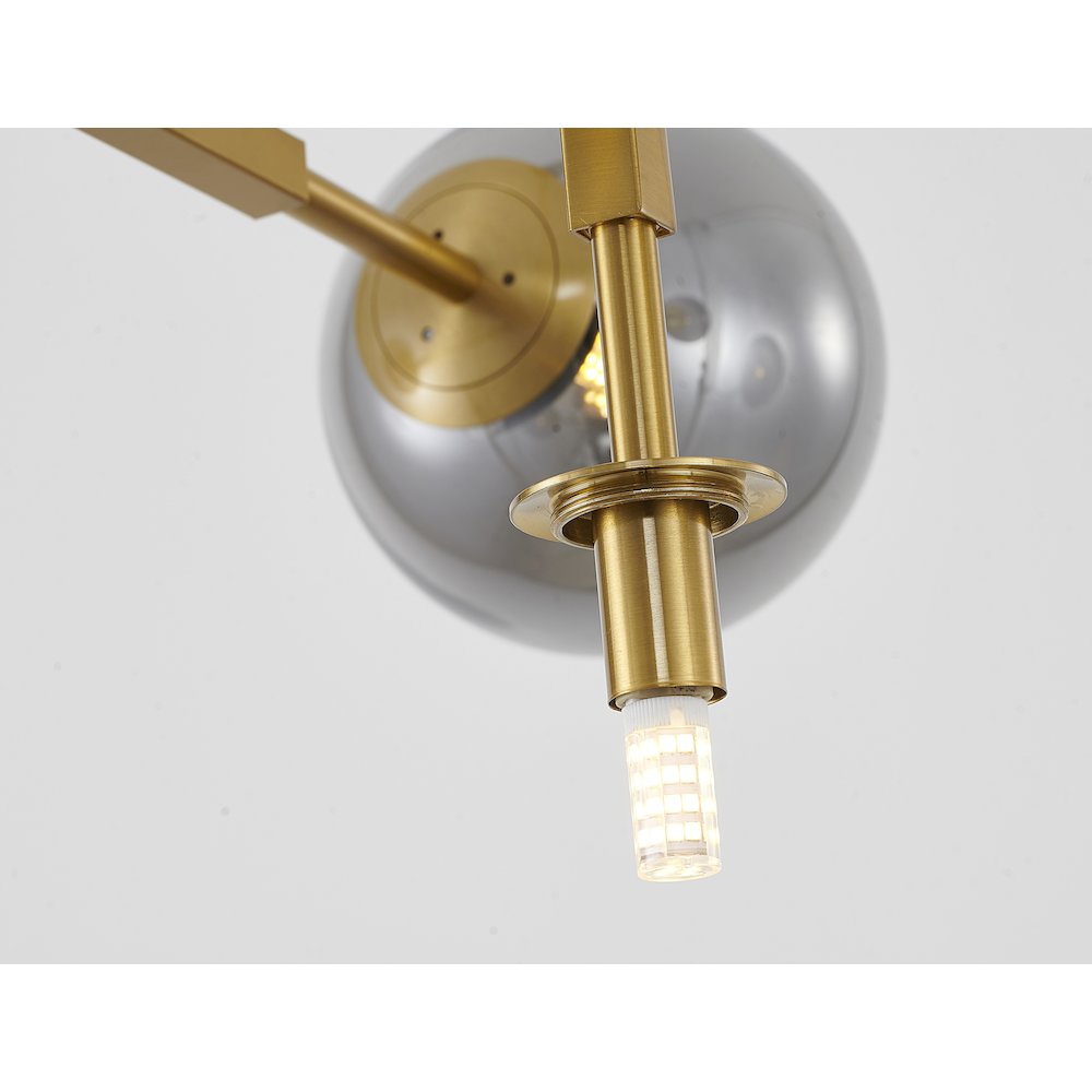 5-Light Gold Chandelier With Smoke Glass Shades