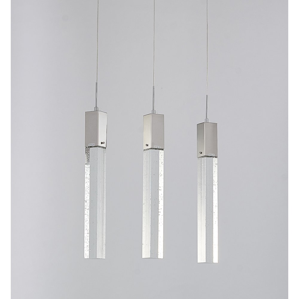 3-Light Chrome Island Lighting With A Clear Bubble Crystal