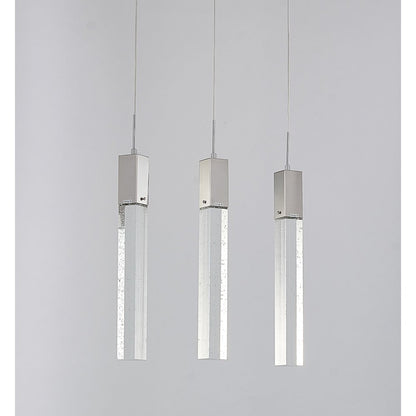 3-Light Chrome Island Lighting With A Clear Bubble Crystal