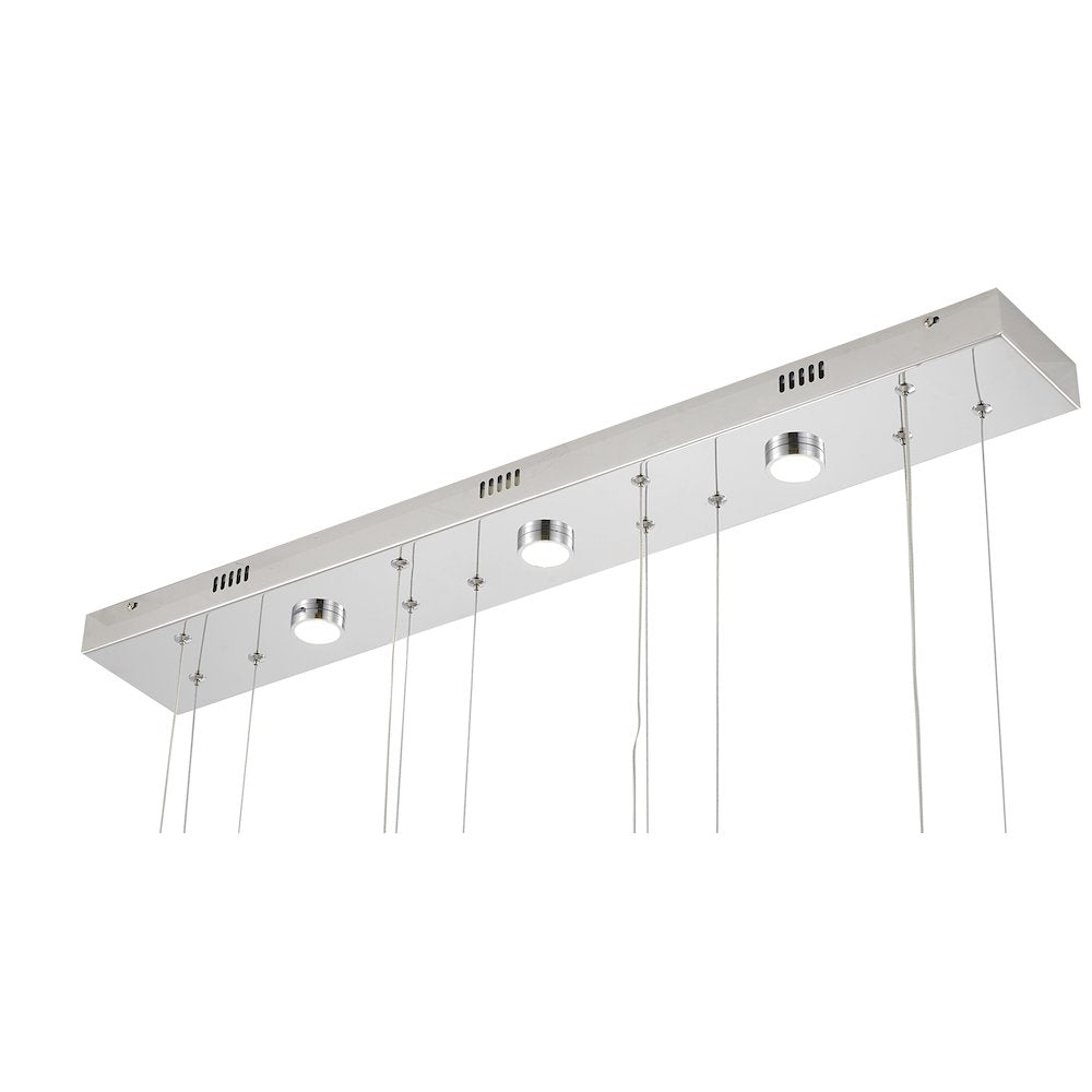 7-Light Chrome LED Chandelier With Clear Crystals