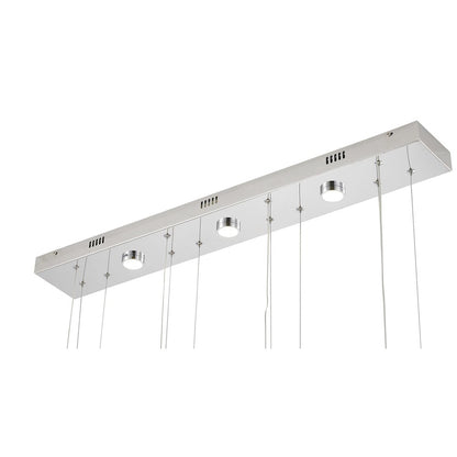 7-Light Chrome LED Chandelier With Clear Crystals
