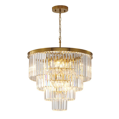12-Light Gold Chandelier With Clear Hanging Crystal