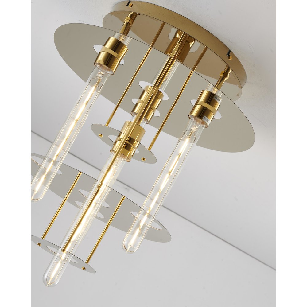 5-Light Gold Flush Mount With 4 Tier Halo