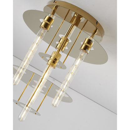 5-Light Gold Flush Mount With 4 Tier Halo