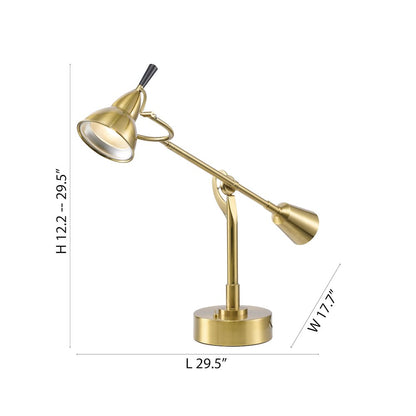 1-Light Brass Iron Table Lamp With A Shade And Clear Glass Cover