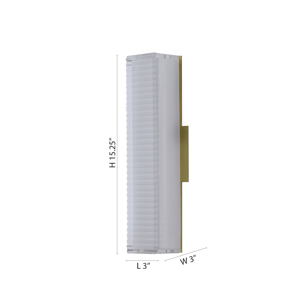 1-Light Matte Brass LED Wall Sconce With A Clear Frosted Glass Shade