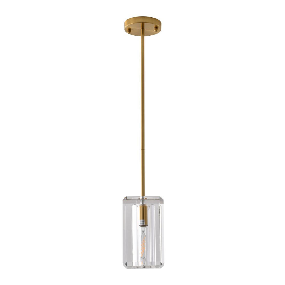 1-Light Copper Single Pendant With A Clear Crystal Shade