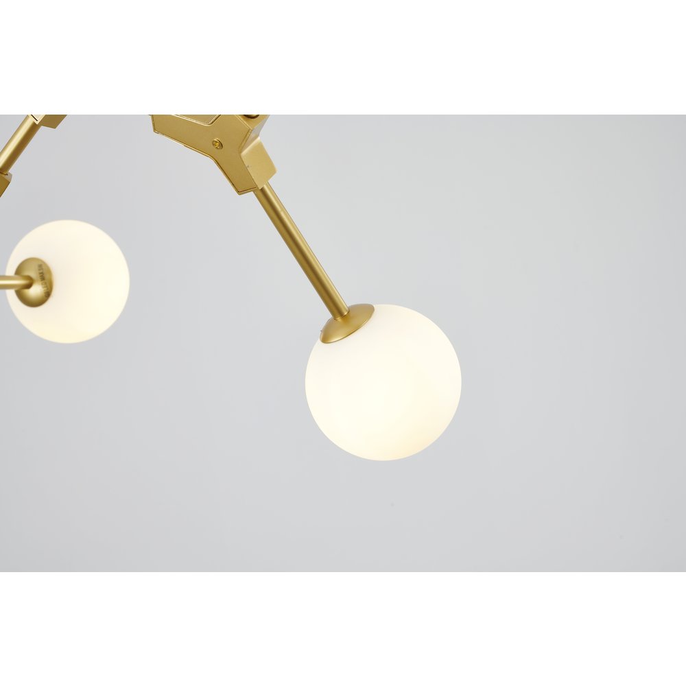 6-Light Gold Chandelier With White Glass Shades