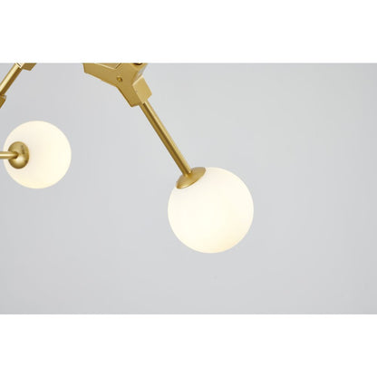 6-Light Gold Chandelier With White Glass Shades