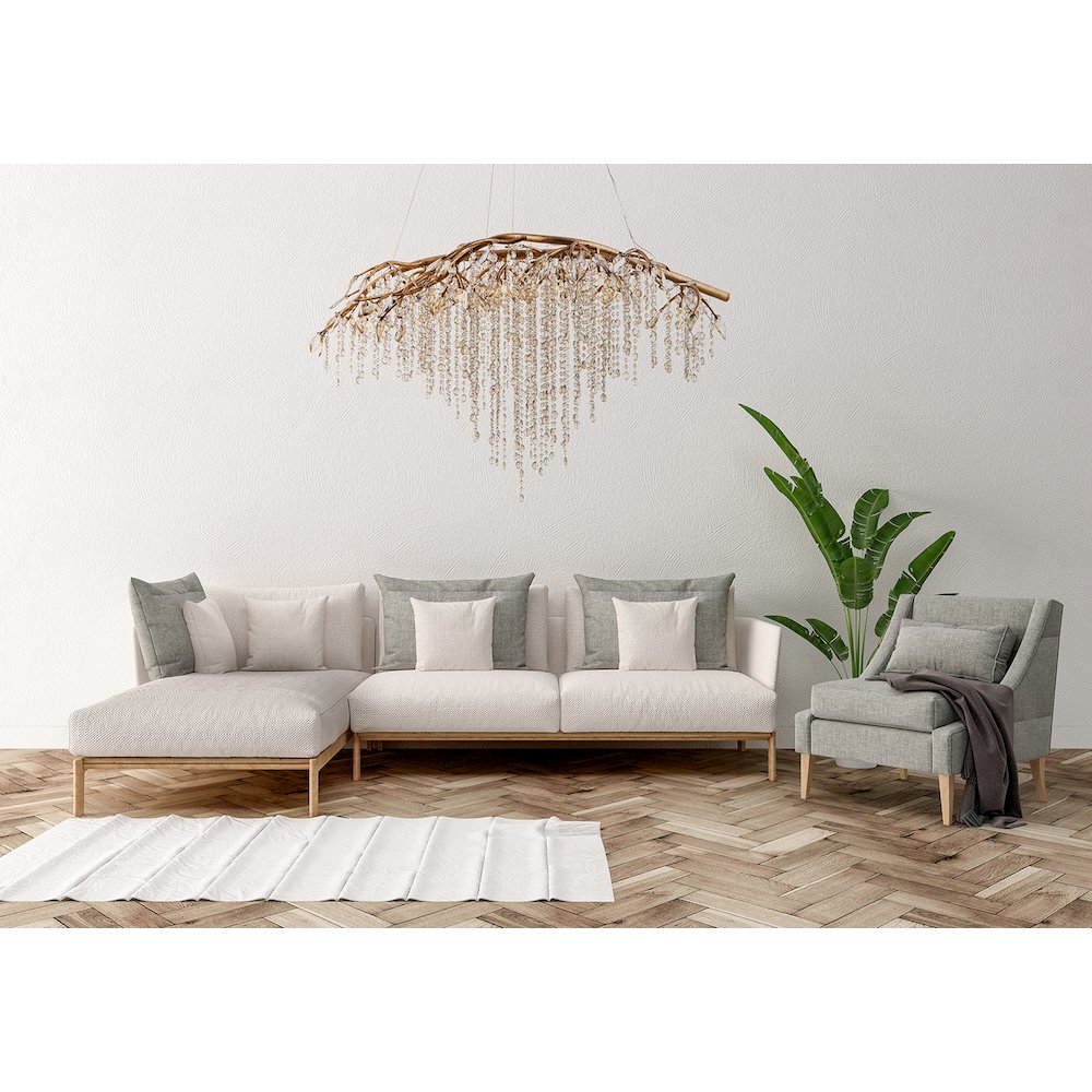 10-Light Gold Chandelier With Champagne Crystal Accents