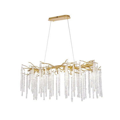 16-Light Gold Aluminum Chandelier With Clear Glass Drops