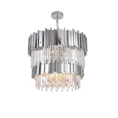 12-Light Chrome Stainless Steel Chandelier With Clear Crystal Accents